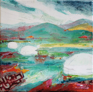 Tuul Tal, Acryl, mongolische Erde, 30 x 30 cm, 9 /16