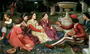 The Decameron, 1916 (oil on canvas) by John William Waterhouse (1849-1917)
