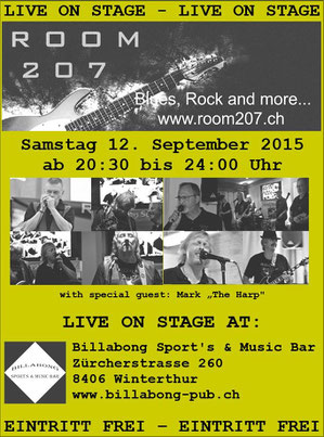 ROOM 207, Billabong Winterthur, Zürcher Bluesband, Bluesband Zürich, Blues Zürich, Kai Bachmann, Kurt Zaugg, Franz Varga, Josef Varga, Ruedi Kasper, Blues Rock and more