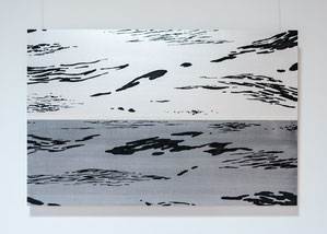 1+(-1)=0 #6 (empty #67) / 2022 year / cloth, pigment base, mineral pigment, nikawa, Chinese / H100 × W65.3× D5 cm  / Private collection