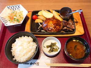 かごの屋さんの飛騨牛入りハンバーグ定食