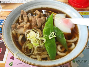 肉玉うどん　相方も汁を飲み干していた