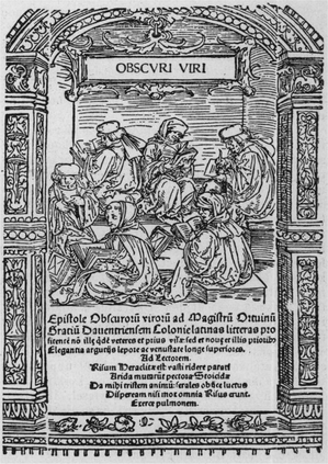 Titelblatt der Epistolae obscurorum virorum Teil 2, veröffentlicht 1517 ///// Nordisk familjebok (1907), vol.7, p.716
