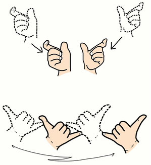 rappresentazioni grafiche dei segni ESCLUSIVAMENTE e NATALE (lingua dei segni italiana) di Francesca Romana Rosa