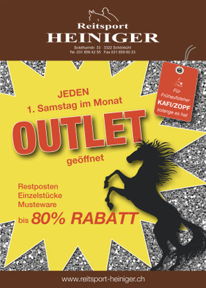 Reitsport Heiniger, Schönbühl - Blogartikel Outlet - jeden 1. Samstag im Monat