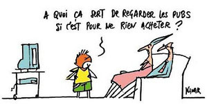 Dessin humoristique sur enfants et pub