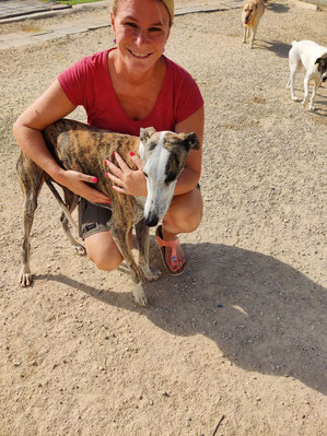 Susanne mit einer super verschmusten Galga