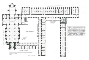 Plan de l'abbaye bénédictine Saint-Michel de Saint-Mihiel en 1791, Meuse Lorraine France