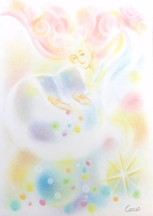 パステルアートで描かれた波動アート