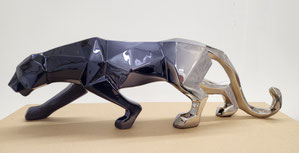 chrome sur plastique , panthère ,chromage plastique , design , designer , artiste , peinture chrome, machine à chrome , machine à chromer, chrome
