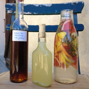 DIY, recettes, sirop de menthe, cooler, eau infusée, gingembre, citronnelle, citron vert, pamplemousse, citron, thym, boissons, été