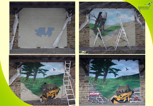 Ein Graffiti entsteht: Semor's Arbeit von der kahlen Wand zum fertigen Bild (Foto: D. Steinwarz)