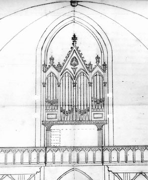Zeichnung zum Umbau der Orgel, Orgelbau Fleiter (Münster), 1926 | OAV B-56c-2