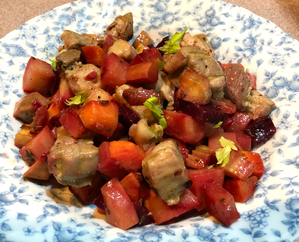 コロコロ根菜&ポークの温サラダ root vegetables and pork warm salad