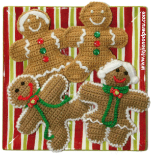 Cómo tejer galletas de jengibre a crochet (crochet gingerbread cookies tutorial)