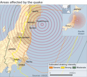 Areas Affected by Earthquake