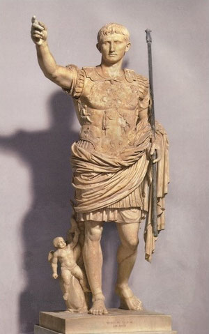 “Augusto di Prima Porta”, (Cesare Ottaviano), 8 a.C., marmo, Musei Vaticani (Roma)