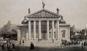 Isidore Laurent Deroy pagal Vasilijų Sadovniką. Vilniaus katedra. 1847. Popierius, tonuota litografija / According to Vasilij Sadovnikov. The Vilnius cathedral. 1847. Paper, toned litography.