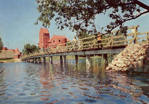 Trakai. Pilies ansamblis Galvės ežero saloje. Nuotr. L. Verbliugevičiaus. 1981m. / Trakai. Castle ensemble on the Galvės lake island. Photo by L. Verbliugevičius. 1981