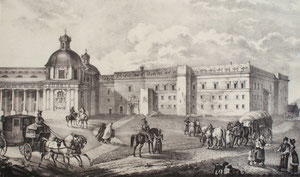 Karolis Račinskis. Vilniaus Žemutinės pilies rūmai. 1832. Popierius, litografija, LDM / Vilnius lower castle palace. 1832. Paper, litography.