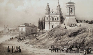 Louis Philippe Alphonse Bichebois, Viktor Vincent Adam, pagal Janą Chruckį. Vilnius. Šnipiškių priemiestis. 1848. Popierius, tonuota litografija, LDM / Vilnius. Šnipiškės suburb. 1848. Paper, toned litography.