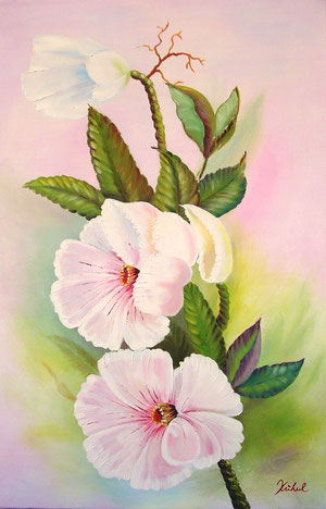 Hibiscus, 60x40 Öl auf Leinwand, Keilrahmen