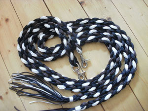 Flechtzügel schwarz,weis,braun 2,10Meter lang