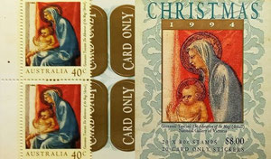 Jesus Christ and Christmas on Australian booklet of stamps of 1994; Topical and thematic stamp collecting or collection