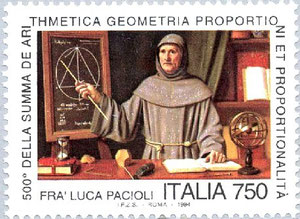 Sello italiano con Fra Luca Pacioli