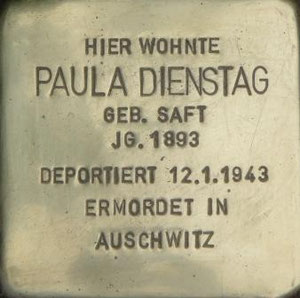 Stolperstein in memory of Paula Dienstag