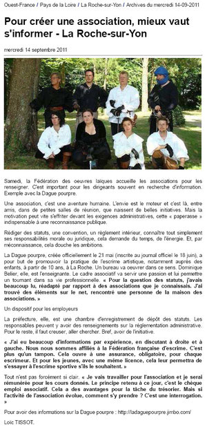 article Ouest France du 14 septembre 2011