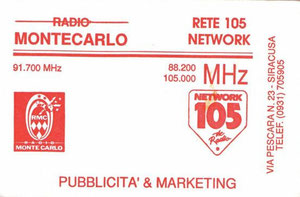 Radio Studio 105 biglietto da visita 1989