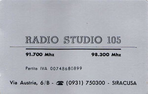 Radio Studio 105 biglietto da visita 1987