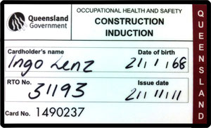 Queensland Construction White Card Blue Card