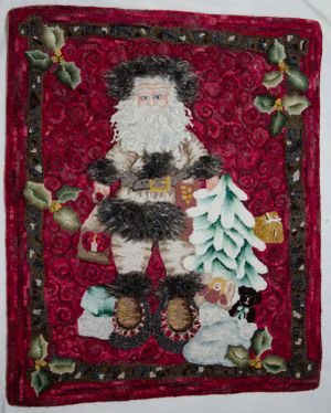 Father Christmas Hand-hooked Rug