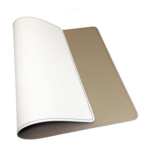 abwaschbares tischset beidseitig leder weiß taupe