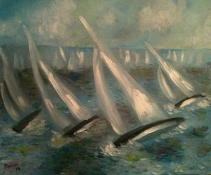 Voiles - Peinture à l'huile - 61 x 50