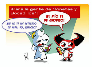 Dibujo de Ángelo y Evilio dedicado al programa "Viñetas y Bocadillos".