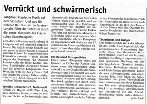 Artikel in der Wochenzeitung, Januar 2013