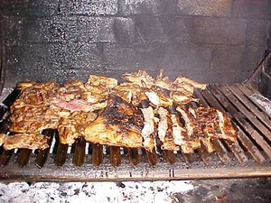 brasas con chips de madera