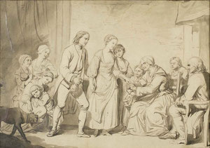 ¤ lavis réalisé vers 1761 - école J.B Greuze (1725-1806)