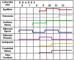 Gráfico de período de capacidades coordinativas