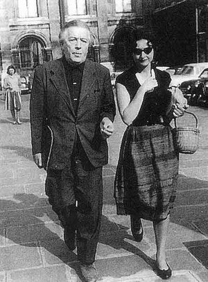 Joyce Mansour (avec André Breton) circa 1960 dans l’île de la Cité.