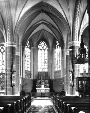 Innenansicht der Kirche um 1940