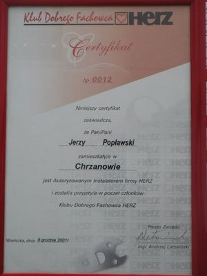 certificate quality exclusive club plumbers-the HERZ