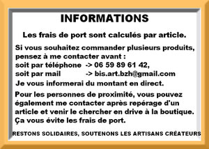 informations frais de port atelier Bis'Art Auray