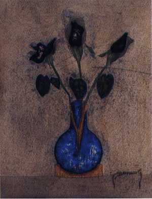 "Rose nere" 2001 olio su faesite 50x40. Coll. Michaud.