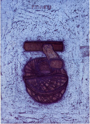 "Martello e spago" 1999 olio su faesite 18x13