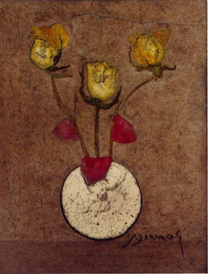 "Rose gialle" 2002 olio su faesite 40x30.