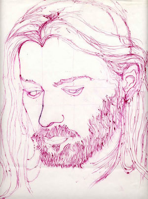 "Francesco" 2003 disegno a penna su carta 50x37,5.
